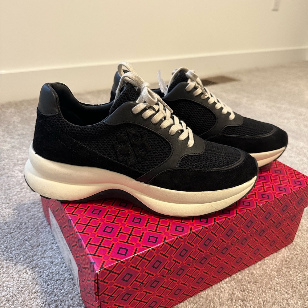 Tory Burch Black and Cream Women's Sneakers KICK TRAINERS
